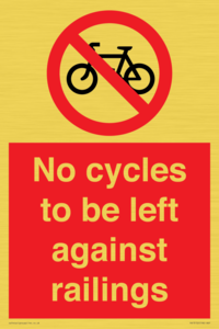 No cycles to be left against railings